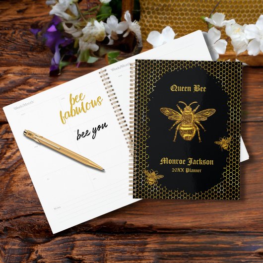 Elegante zwart gouden bijenkorf planner