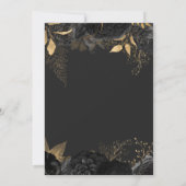 Elegante zwart gouden bloem donkere bruiloft kaart (Achterkant)