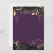 Elegante zwart gouden bloem Paarse bruiloft Kaart (Achterkant)