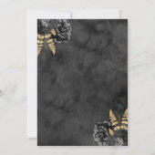 Elegante zwart gouden bloemen Waterverf bruiloft Kaart (Achterkant)