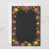 Elegante Zwart Gouden Bloemengala Kaart (Achterkant)