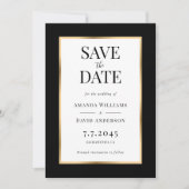 Elegante zwart-gouden bruiloft Save The Date Kaart (Voorkant)