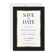 Elegante zwart-gouden bruiloft Save The Date Kaart