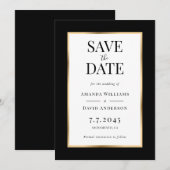 Elegante zwart-gouden bruiloft Save The Date Kaart (Voorkant / Achterkant)