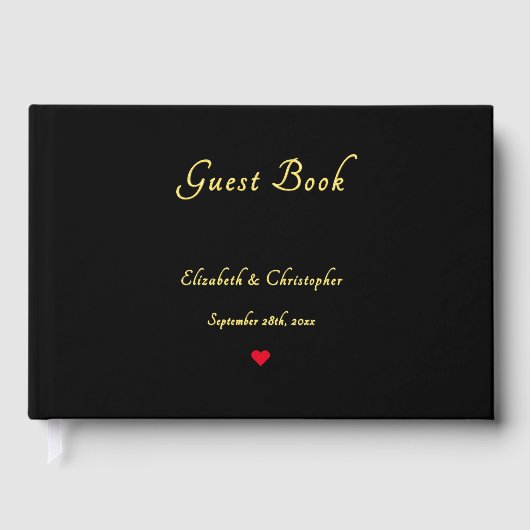 Elegante Zwart Gouden Bruiloften Jubileum Keepsake Gastenboek (Voorkant)