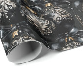 Elegante zwart gouden bubbels luxe kerst cadeaupapier (Rol Hoek)