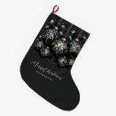 Elegante zwart gouden bubbels luxe kerst grote kerstsok (Voorkant (Hangend))