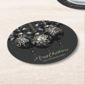 Elegante zwart gouden bubbels luxe kerst ronde kartonnen onderzetter (Gebogen)