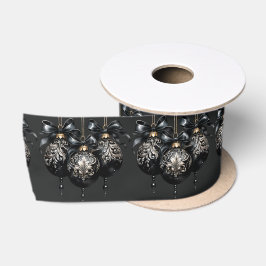 Elegante zwart gouden bubbels luxe kerst satijnen lint