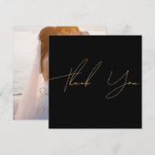 Elegante zwart gouden foto bruiloft dank u kaart (Voorkant / Achterkant)