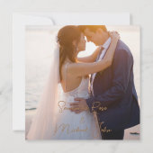 Elegante zwart gouden foto bruiloft dank u kaart (Achterkant)