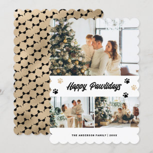 Elegante zwart gouden foto Happy Pawholidays Kaart