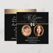 Elegante zwart gouden foto Quinceanera Uitnodiging (Voorkant / Achterkant)