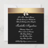 Elegante zwart gouden foto Quinceanera Uitnodiging (Achterkant)