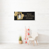 Elegante zwart-gouden foto's en ballonnen spandoek (Insitu)