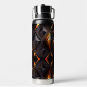 Elegante zwart gouden geometrische vormen waterfles (Achterkant)