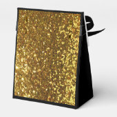 Elegante zwart gouden glitter broche bedankdoosjes (Achterkant)