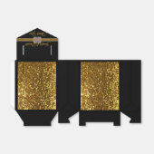 Elegante zwart gouden glitter broche bedankdoosjes (Uitgevouwen)