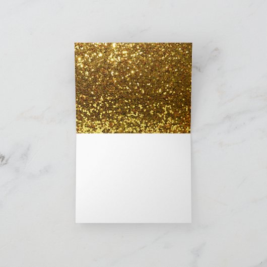 Elegante zwart gouden glitter broche bruiloft bedankkaart (Binnen)