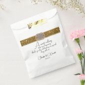 Elegante zwart gouden glitter broche bruiloft bedankzakje (Gezegeld)