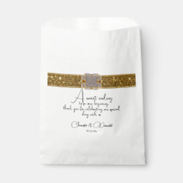 Elegante zwart gouden glitter broche bruiloft bedankzakje