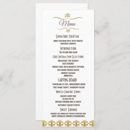 Elegante zwart gouden glitter broche bruiloft menu
