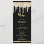 Elegante zwart gouden glitter druppels Bruiloft Me Programmakaart (Voorkant)