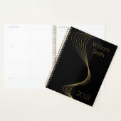 Elegante zwart gouden golvende lijnen planner (Display)