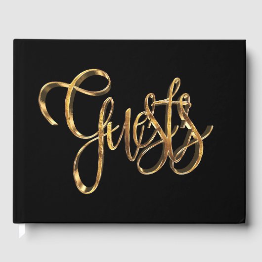Elegante zwart gouden handschrift typografie gaste gastenboek (Voorkant)