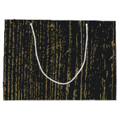 Elegante zwart gouden houtnerf groot cadeauzakje (Achterkant)