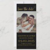 Elegante zwart-gouden kalligrafie Save the Date Kaart (Voorkant)