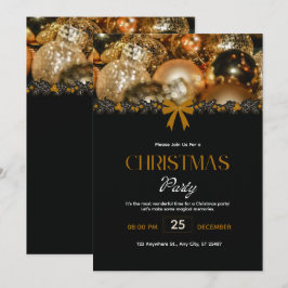 Elegante Zwart Gouden Kerst Uitnodiging