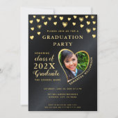 Elegante zwart-gouden klasse van 2025 Afstuderen Kaart (Voorkant)