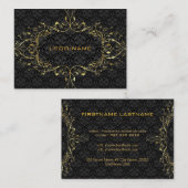 Elegante zwart & gouden look  bloemdamast visitekaartje (Voorkant / Achterkant)