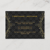 Elegante zwart & gouden look  bloemdamast visitekaartje (Achterkant)