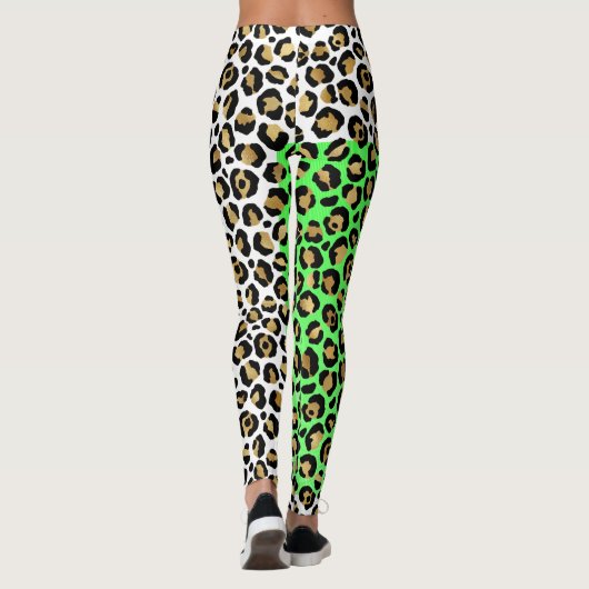 Elegante zwart gouden luipaard dierlijke print leggings (Achterkant)