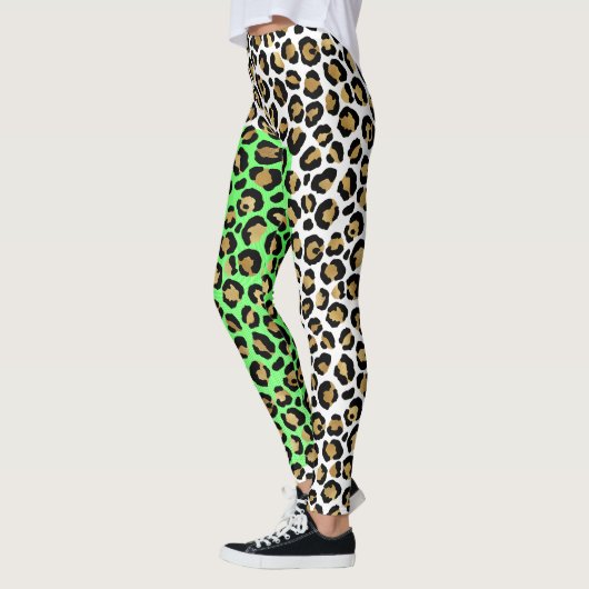 Elegante zwart gouden luipaard dierlijke print leggings (Links)
