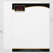 Elegante zwart-gouden luxe briefhoofd sjabloon (Voorkant / Achterkant)