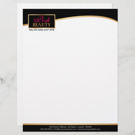 Elegante zwart-gouden luxe briefhoofd sjabloon (Voorkant / Achterkant)