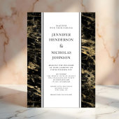 Elegante zwart gouden marmeren bruiloft kaart