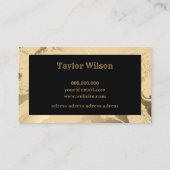 Elegante zwart gouden marmeren haarstylist visitekaartje (Achterkant)