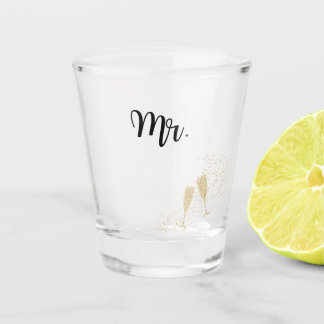 Elegante zwart-gouden Mr en champagnefluiten Shot Glas