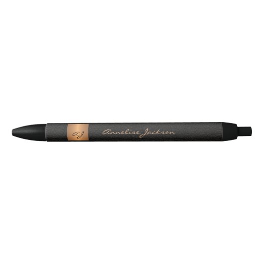 Elegante zwart gouden naam in monogram letters voo zwarte inkt pen (Voorkant)