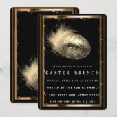 Elegante zwart-gouden paaseieren uitnodiging (Voorkant / Achterkant)