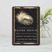 Elegante zwart-gouden paaseieren uitnodiging (Staand voorkant)