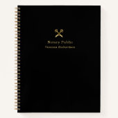 Elegante Zwart & Gouden Pen Logo Moderne Notaris Notitieboek (Voorkant)