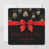 Elegante zwart-gouden, rode lint vakantie Kaart (Voorkant)
