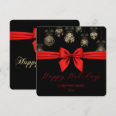 Elegante zwart-gouden, rode lint vakantie Kaart (Voorkant / Achterkant)
