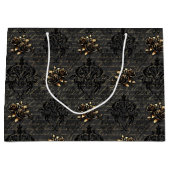 Elegante zwart gouden rozen damast gothic groot cadeauzakje (Voorkant)