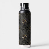 Elegante zwart gouden rozen damast gothic waterfles (Links)